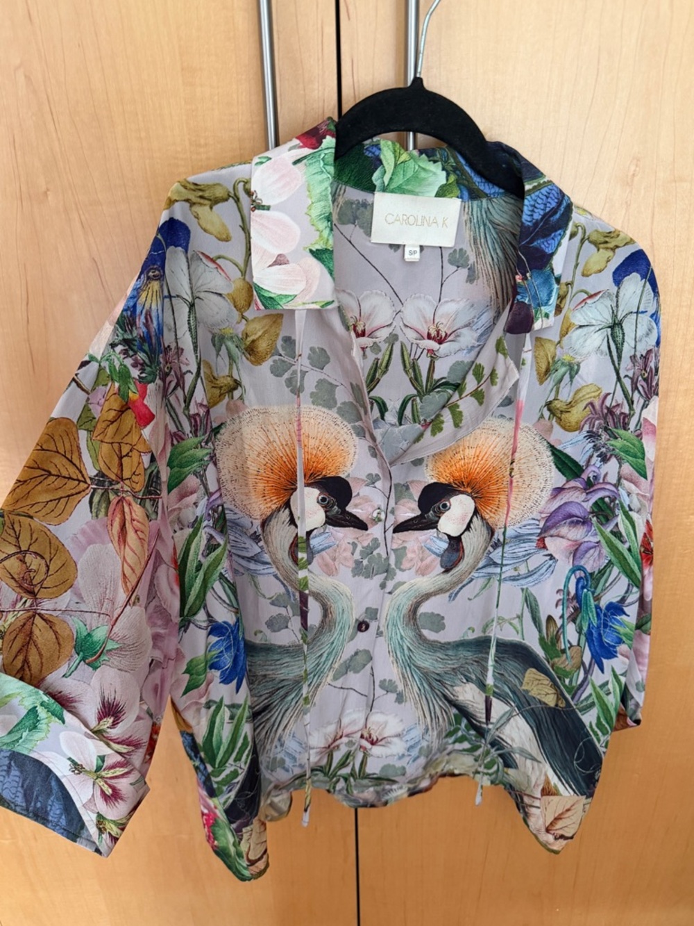 Women's Floral & Crane Print Lightweight shirt